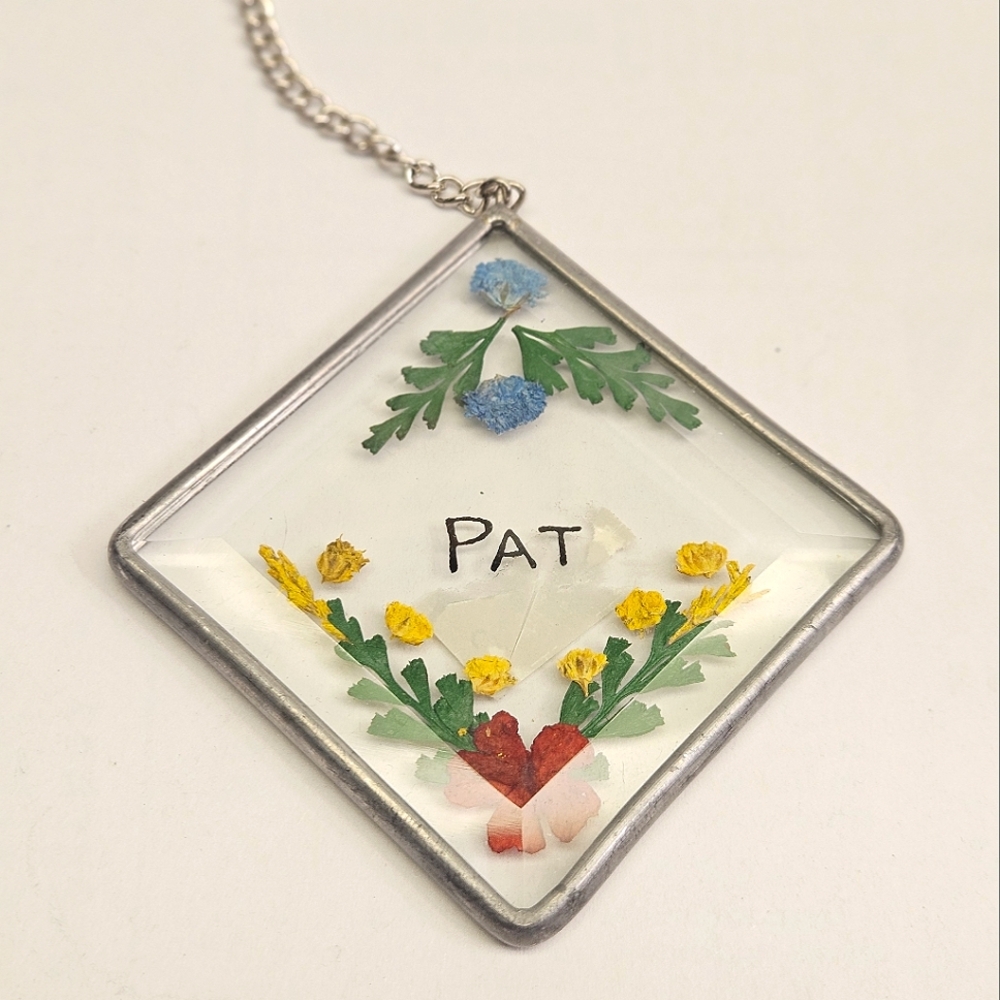 Ganz Pressed Flower Glass Suncatcher